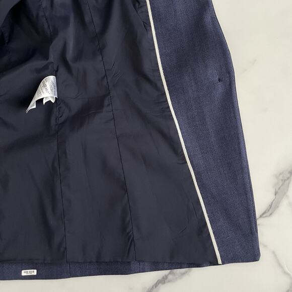 Banana Republic Long & Lean Wool Blazer Sz 6 Blue chic classic Career Gorpcore - Picture 11 of 13